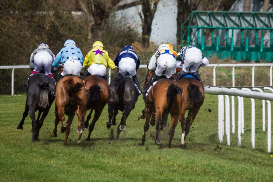Horse racing in action.