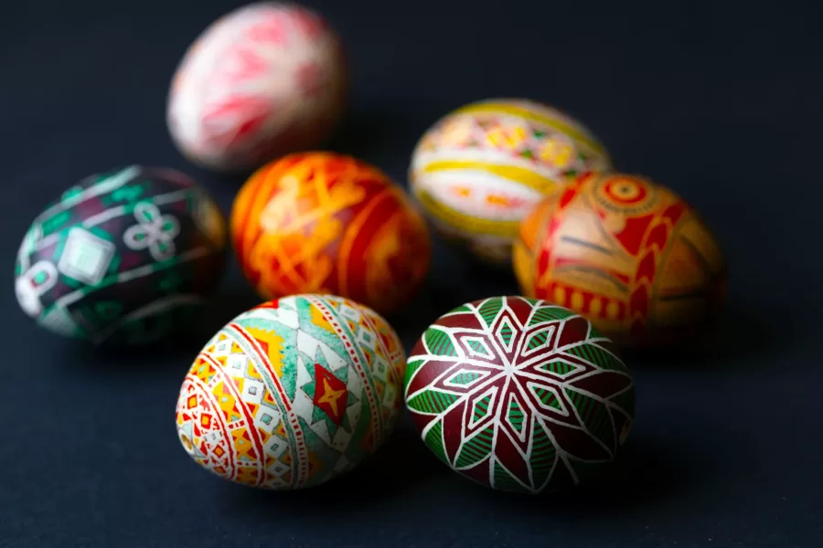 Easter eggs with various designs.