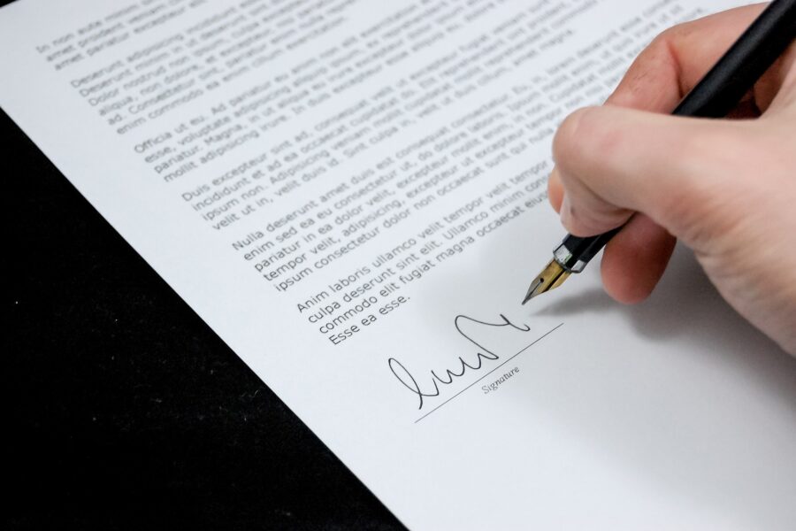 A document being signed.