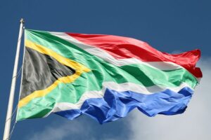 The flag of South Africa.