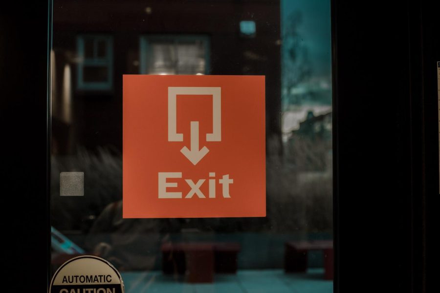 An exit sign.