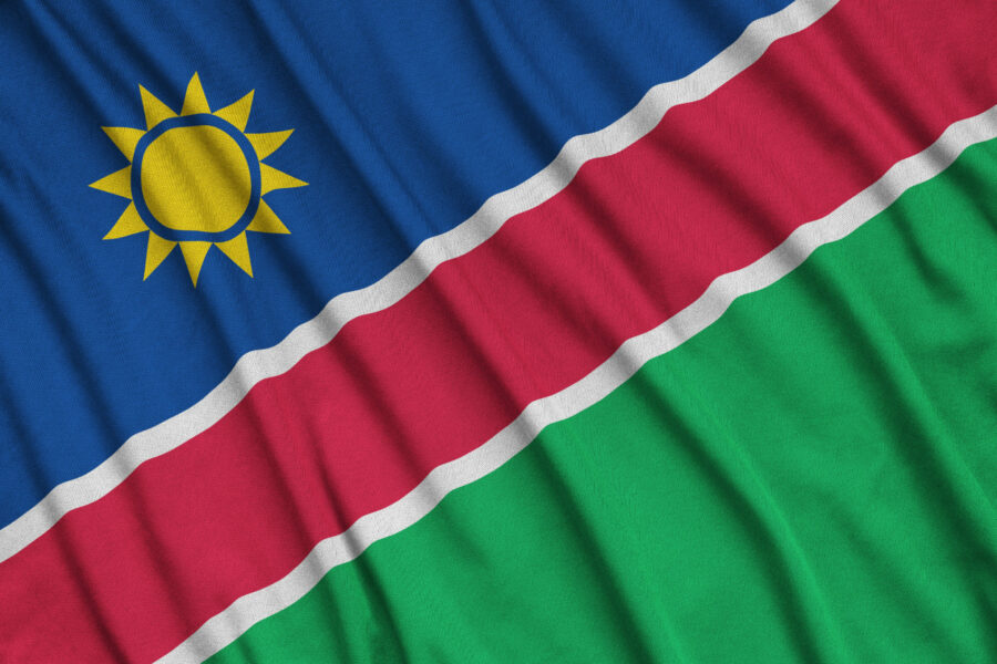 The flag of Namibia.