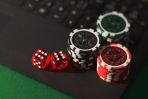 Poker chips and dice.