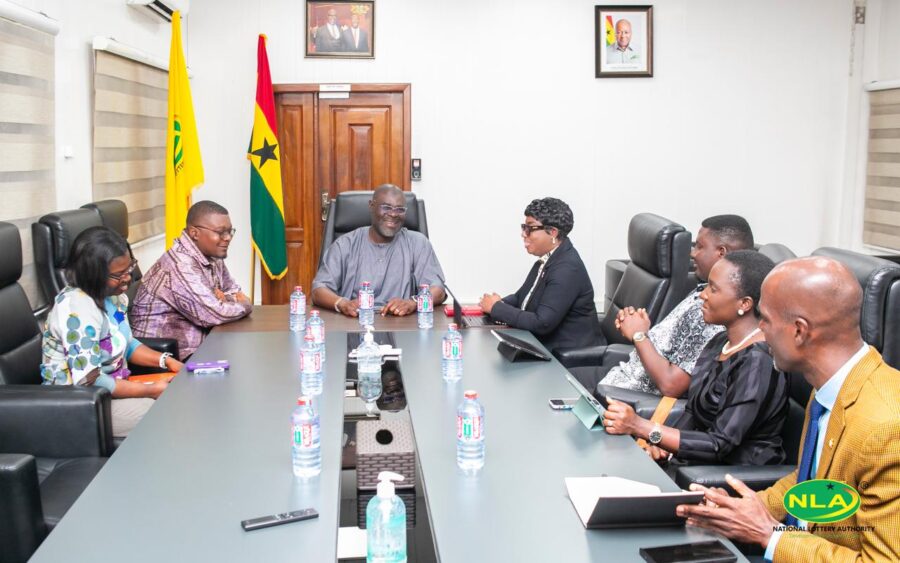 Officials from the National Lottery Authority (NLA) and the Ghana Medical Trust Fund (GMTF) discuss collaboration to strengthen healthcare delivery .