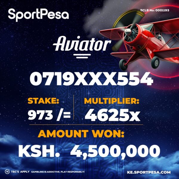 Aviator player hits maximum payout on SportPesa Kenya