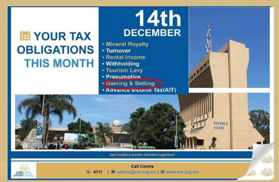 Zambia calls on gambling operators to meet pre-Christmas tax deadline