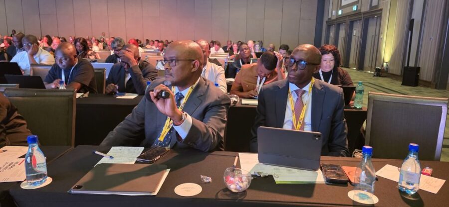Uganda’s NLGRB leaders, Chairman Ken Kitariko (left) and CEO Denis Ngabirano, at GRAF 2025, showcasing the country’s expertise in gambling regulation.