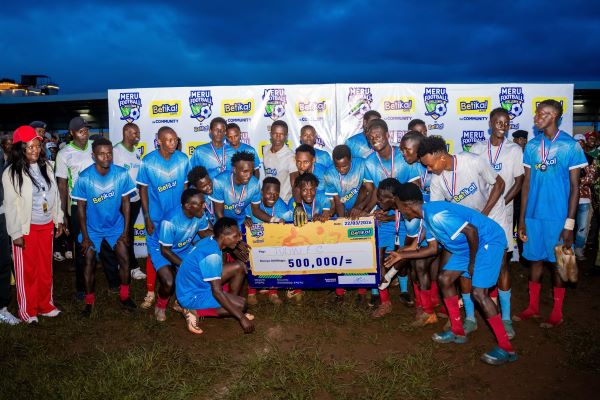 Betika’s Meru Football Challenge men’s winners celebrate victory following the tournament.