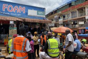 Motorcycle taxi drivers take part in a responsible gaming awareness campaign organised by Uganda’s National Lotteries and Gaming Regulatory Board.