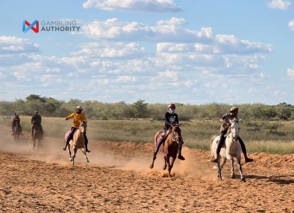 Riders compete during the Welkom horse racing event attended by the Botswana Gambling Authority.