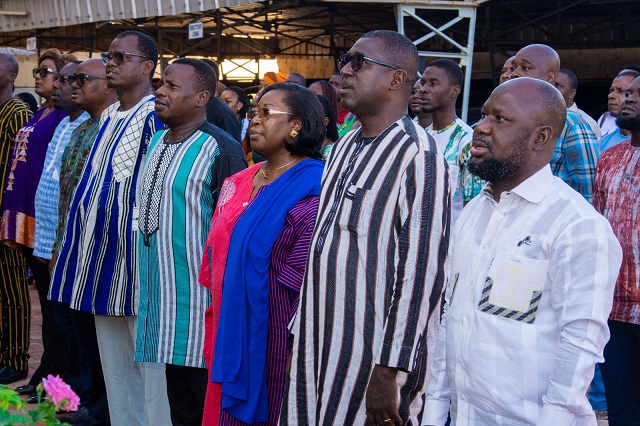 LONAB staff at the national-colours ceremony as sales performance rises.