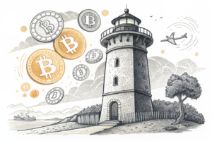 A towering digital barrier restricts a cascade of virtual coins, symbolizing the need for public education and support services to address gambling-related harm.