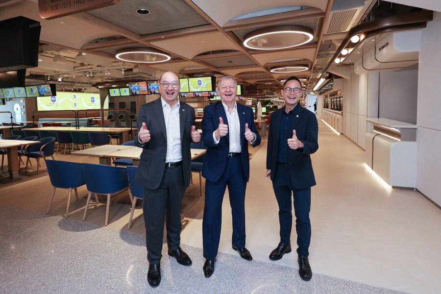 The Hong Kong Jockey Club’s Chief Executive Officer Winfried Engelbrecht-Bresges (centre), Executive Director, Customer Strategy, Insights and Innovation Dennis Hau (right), and Executive Director, Corporate Affairs Raymond Tam (left) are confident the reopened Champion Circle will be well received by customers.