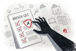 A shadowy hand reaches out to touch a forbidden list, while a fading digital message symbolizes a breach of trust.