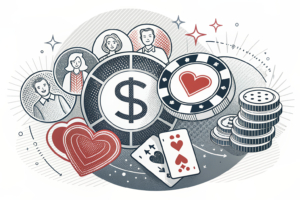A diverse group of abstract shapes and colors intertwine, symbolizing community initiatives funded by a gambling-related revenue program.