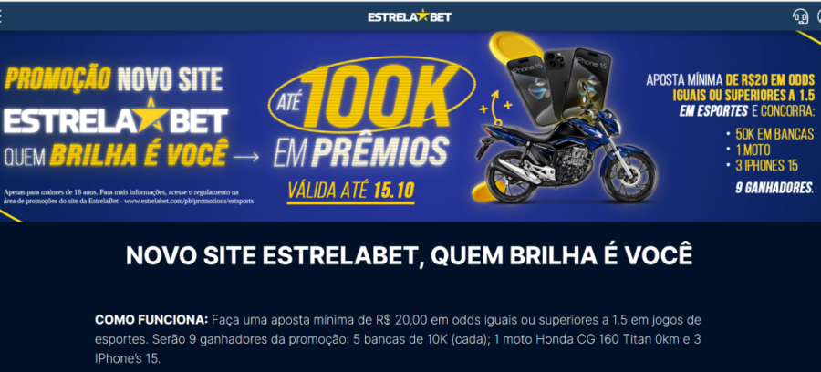 Nove clientes serão sorteados na promoção (Imagem: Reprodução site Estrelabet)