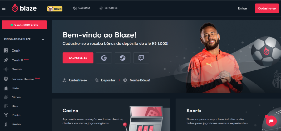 Blaze tem Neymar com um dos embaixadores (Imagem: Reprodução Site Blaze)