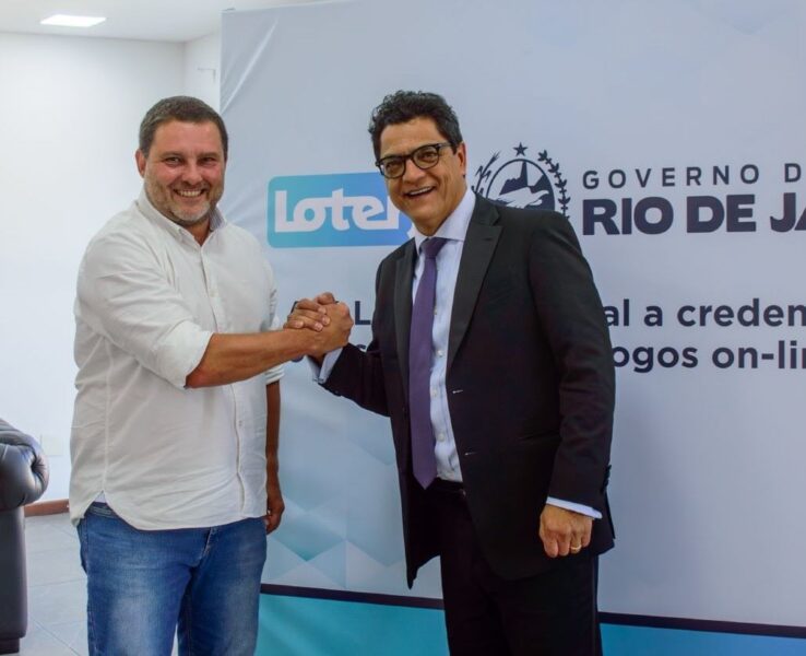 Presidente da BIG Brazil International Games ( esquerda) se reune com presidente da Loterj (direita) (Imagem: Divulgação Loterj)