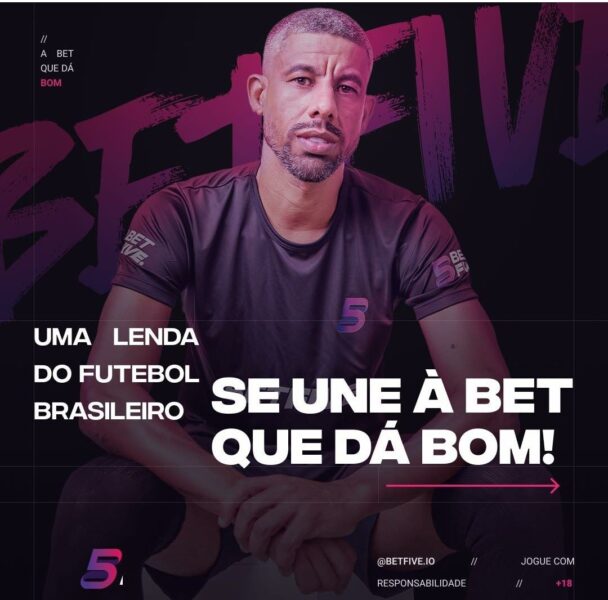 Léo Moura em açoes de marketing da Betfive (Imagem: Reprodução Instagram Betfive)