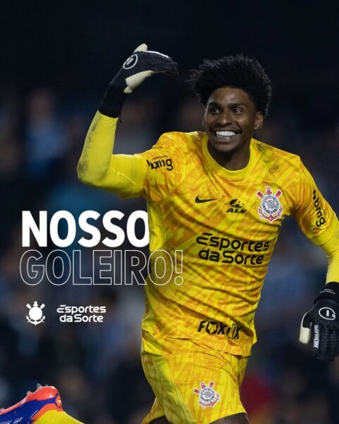 Corinthians e Esportes da Sorte confirmam contratação do goleiro Hugo Souza. (Imagem: Reprodução/Instagram/Corinthians)