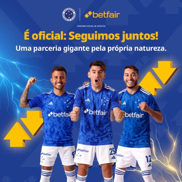 Novo acordo contempla o patrocínio às equipes de futebol masculino e feminino do Cruzeiro. (Imagem: Divulgação/Betfair)