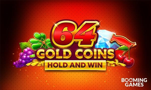 Novo lançamento da Booming Games: 64 Gold Coins Hold & Win. (Imagem: Divulgação)