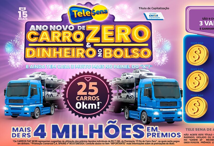 A cartela da Tele Sena custa R$ 15 e pode ser comprada por meio físico ou virtual. (Imagem: Divulgação/Tele Sena)