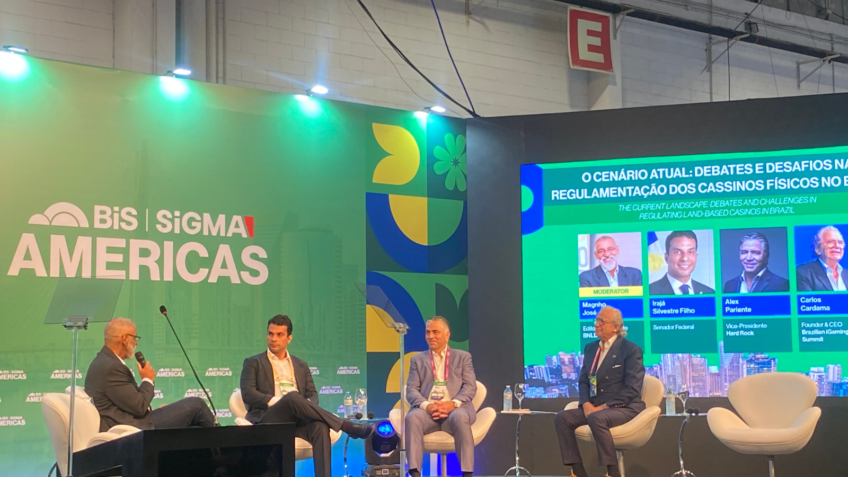 Senador Irajá em debate durante o Bis Sigma Américas (Foto: Reprodução site Poder 360)
