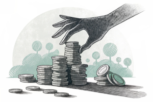 A towering hand casts a shadow over a fading stack of coins, symbolizing the restriction on gambling advertising in public spaces and government-sponsored events.
