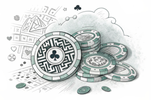A maze of intertwined digital gambling chips leads to a dark void, symbolizing the increasing concern over the social, economic, and health impacts of online betting addiction.