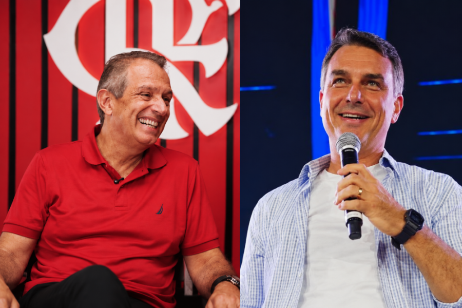 Flávio se encontrou com Bap, presidente do Flamengo(Fotos: Reprodução FlaTV - Vittor-Sales)