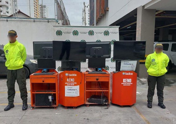 Las máquinas fueron puestas a disposición de la Fiscalía General de la Nación. Foto: Policía de Cartagena. 