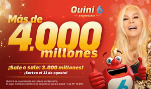 La cara del sorteo extraordinario del Quini 6 es la diva argentina, Susana Giménez. 