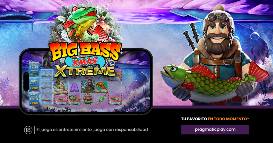 "Big Bass Xmas Xtreme" da un giro estacional con hasta ocho niveles de juego de bonificación y una ganancia máxima de 10.000x.