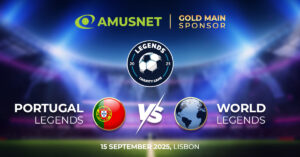 Amusnet - Gold Main Sponsor. Portugal Legends VS World Legends. 15 September 2025, Lisbon.