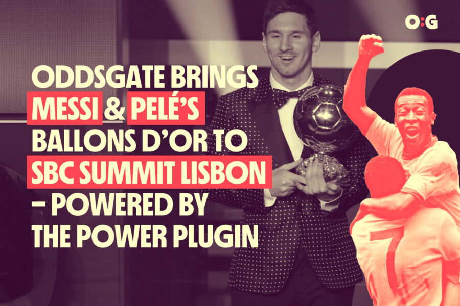Oddsgate presenta los balones de oro de Messi y Pelé en SBC Summit Lisbon con The Power Plugin