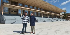 El titular del IPLyC Buenos Aires, Gonzalo Atanasof, recorrió las obras junto con el administrador del Hipódromo, Mariano Cowen. Foto: IPLyC Buenos Aires.