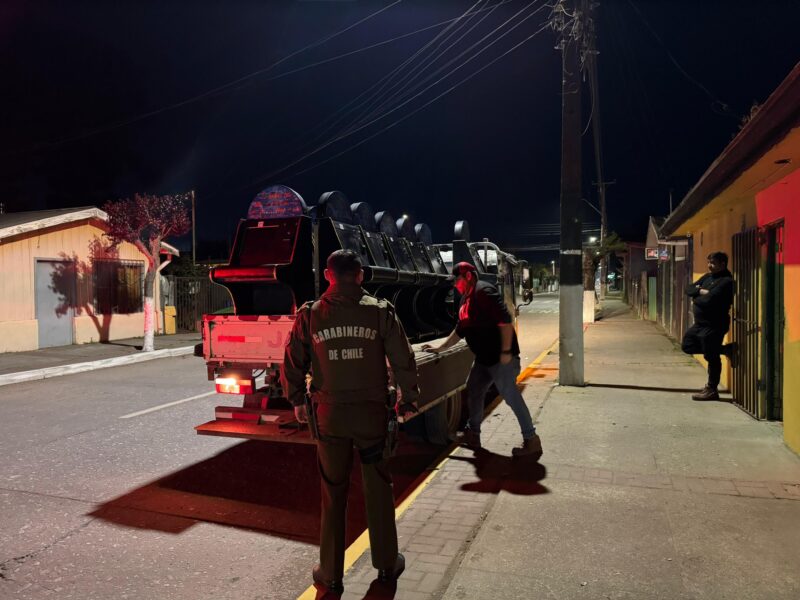 Operativo en Chile: Carabineros incauta 40 máquinas tragamonedas ilegales en Santa Juana