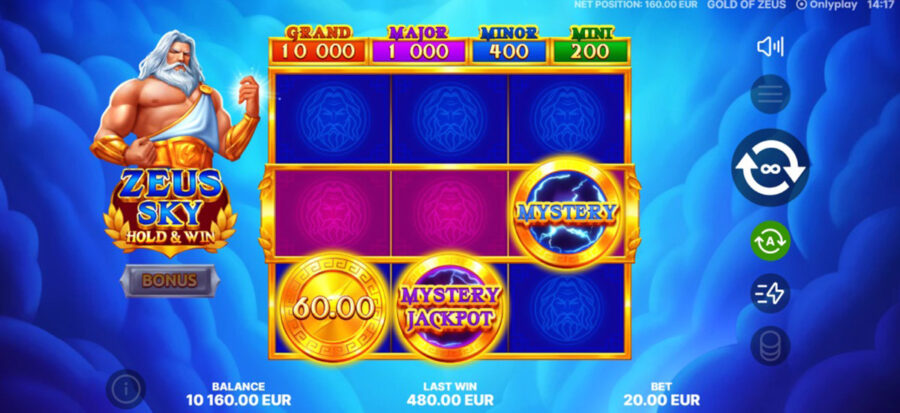 Onlyplay presenta Zeus Sky: Hold & Win