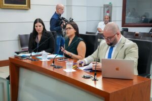 Loraine Irizarry Torres, directora del Negociado de Máquinas de Juegos de Azar en Ruta, durante su alocución ante el Senado.