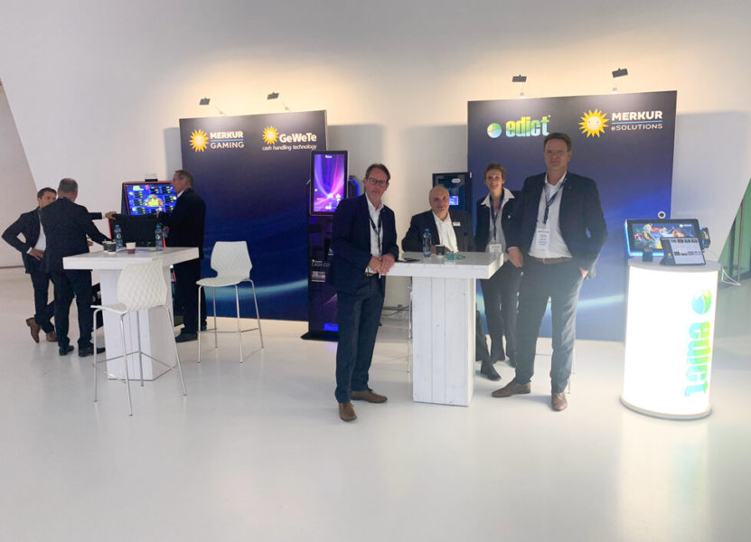 The MERKUR team at their booth at Gaming in Holland Expo.