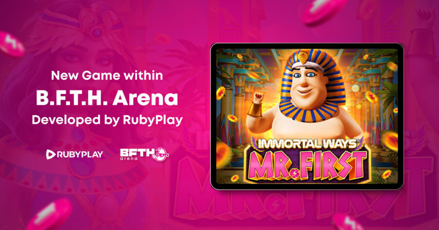 Immortal Ways Mr. First is an Egypt-themed slot where Mr. First transforms into a pharaoh and is the top-paying symbol.