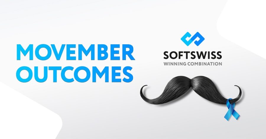 SOFTSWISS male employees actively engaged in the Movember movement.