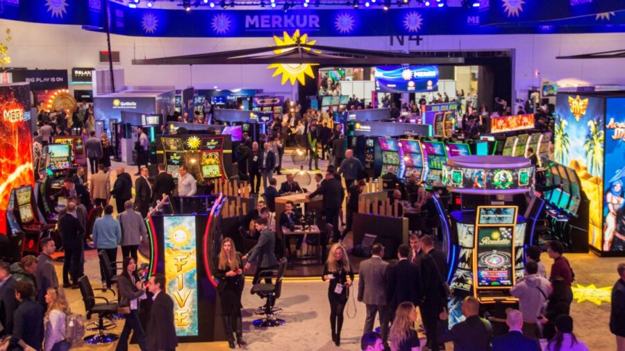 Merkur Gaming booth at ICE London 2023.