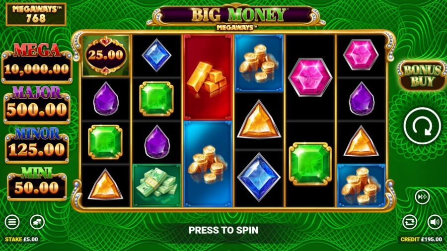 Big Money Megaways, offers over 15,000 ways to win.