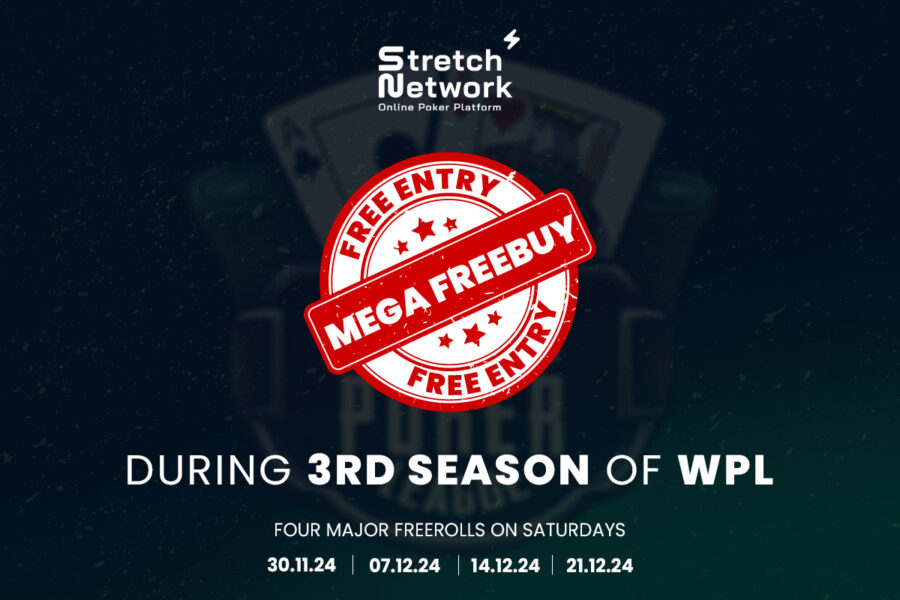 The Mega Freebuy tournaments feature a €5,000 prize pool guarantee.