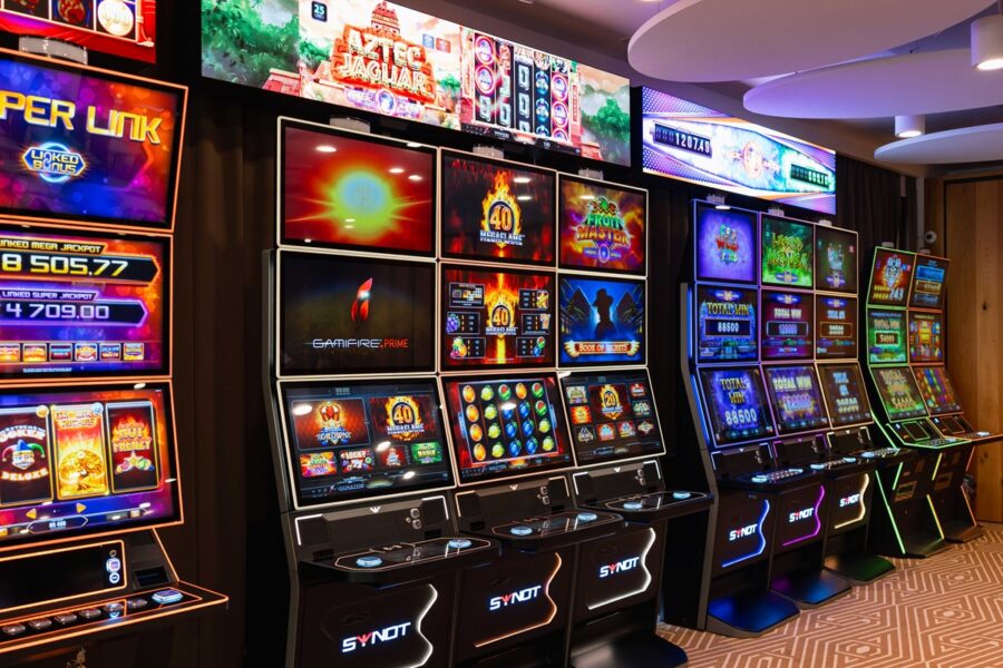 Slot machines.