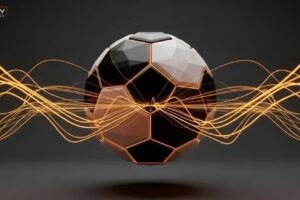 Football ball between radiowaves.
