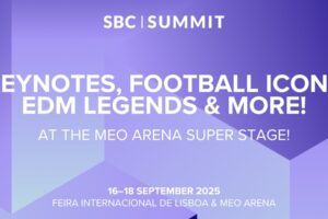 SBC Summit. Keynotes, football icons, edm legends and more! At the MEO Arena Super Stage! 16-18 September 2025. Feira Internacional de Lisboa & Meo Arena.