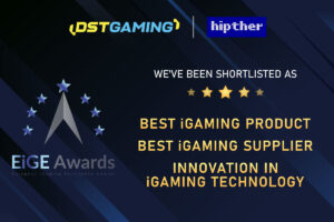 DSTGAMING - Hipther. We've been shortlisted as best igaming product, best igaming supplier, innovation in igaming technology. EiGE Awards. European igaming Excellence Awards.